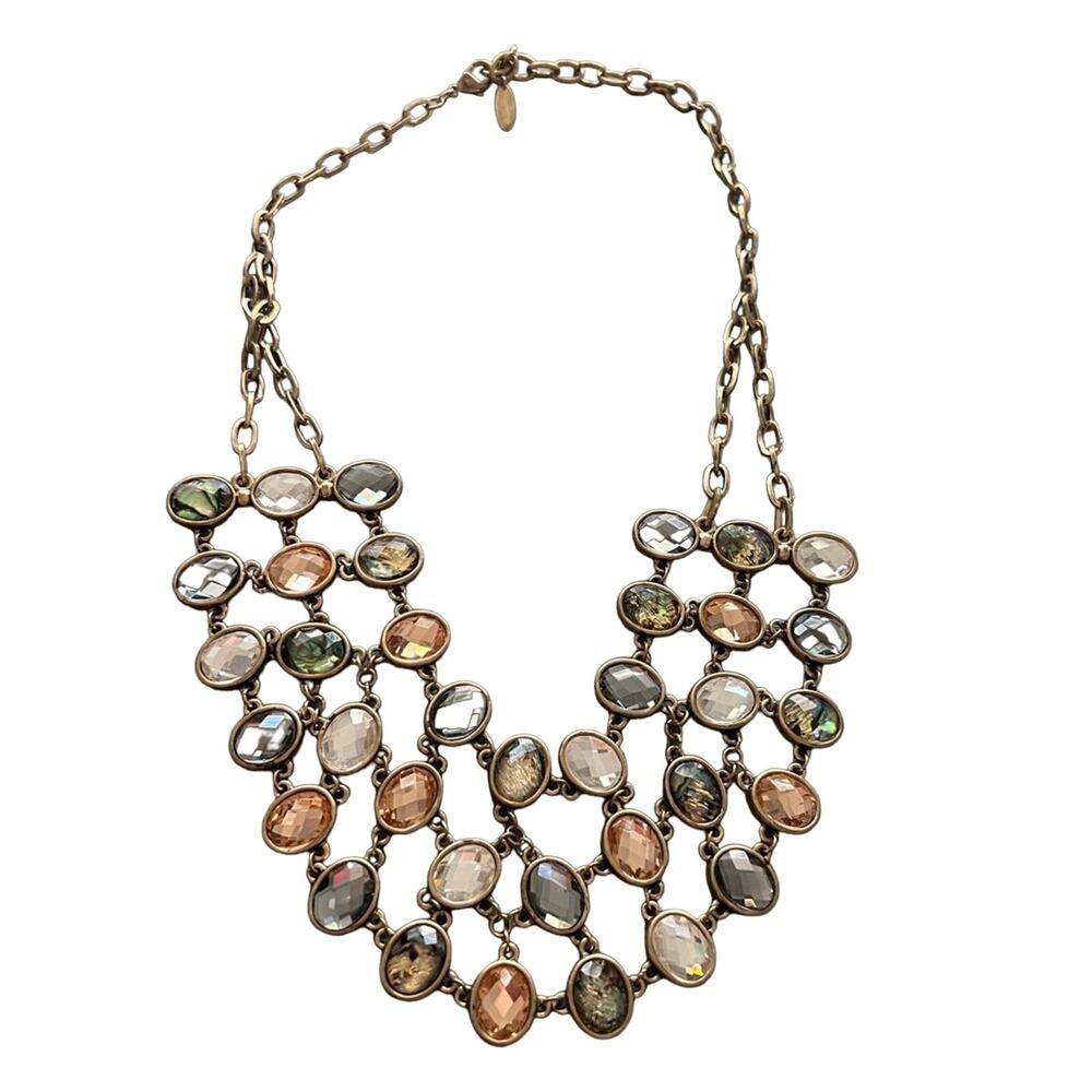 St. Thomas Gold Tone Bib Statement Necklace
